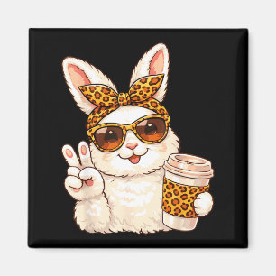 Imán Conejo de Pascua divertido gafas cara bandana leop