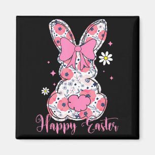 Imán Conejo de Pascua Feliz Coqueta Lazo Conejita Mujer
