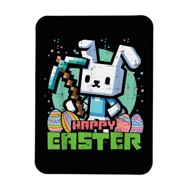 Imán Conejo de Pascua Feliz Juego de Píxeles  (Vertical)