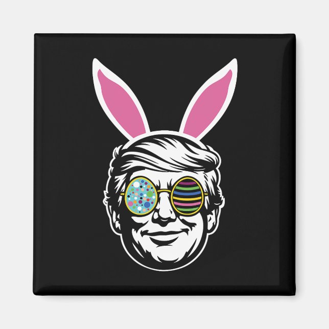 Imán Conejo de Pascua Feliz Trump Caza de Huevos de Pas (Frente)