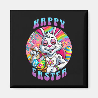 Imán Conejo de Pascua feliz y genial fumando marihuana