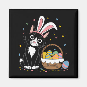 Imán Conejo de Pascua Gato Negro Esmoquin Orejas de Con
