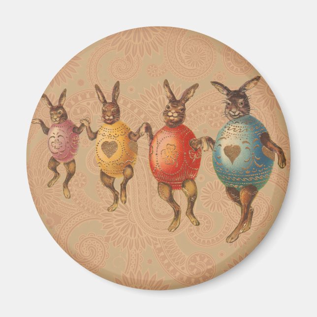 Imán Conejo de Pascua Huevos Bailando (Frente)