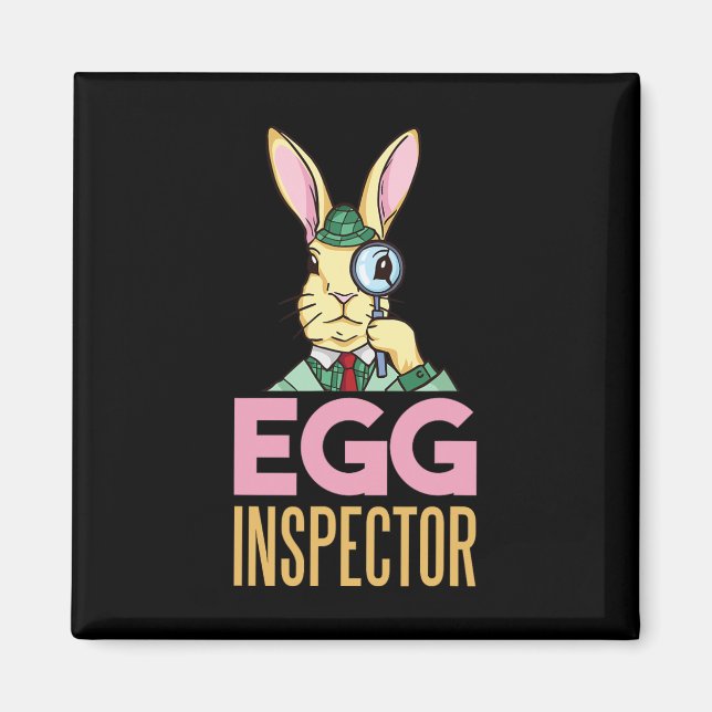 Imán Conejo de Pascua inspector de huevos divertido con (Frente)