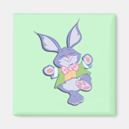 Imán Conejo de Pascua Morado Bailando Menta