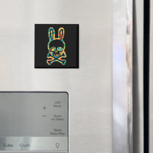 Imán Conejo de Pascua Retro Tie Dye Conejo Calavera Cru