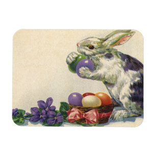 Imán Conejo de Pascua Victoriano Antiguo, Huevos y Flor