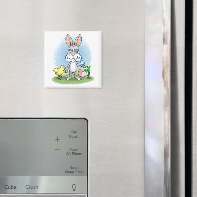 Imán conejo de Pascua y el pollo amarillo (In situ (nevera))