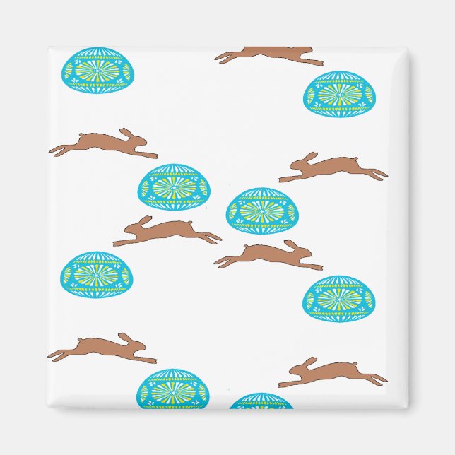 Imán conejo de Pascua y huevos en blanco (Frente)