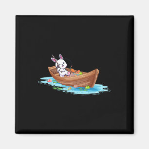 Imán Conejo del día feliz de Pascua Pescador de niños h