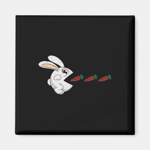 Imán Conejo divertido de Pascua comiendo zanahorias de