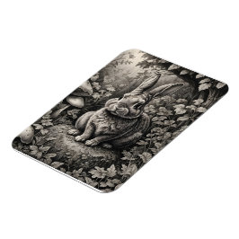 Imán Conejo en un jardín de setas