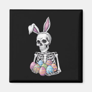Imán Conejo Esqueleto Sosteniendo Huevos de Pascua Cone