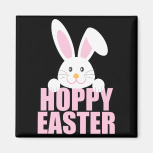 Imán Conejo Feliz de Pascua Camiseta Rosa Divertida par