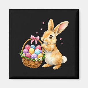 Imán Conejo feliz de Pascua cesta de huevos conejo lind