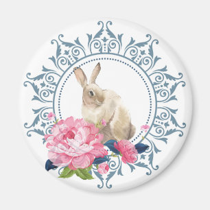 Imán Conejo Floral de Pascua