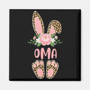 Imán Conejo floral leopardo oma feliz pascua primavera