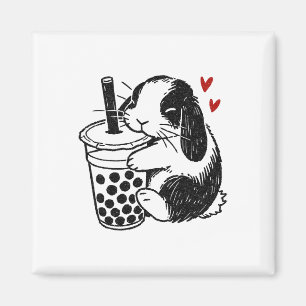 Imán Conejo Holland Lop ama a Boby Tea Bunny y burbuja