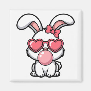 Imán Conejo Kawaii Juguetón con Burbuja de Chicle