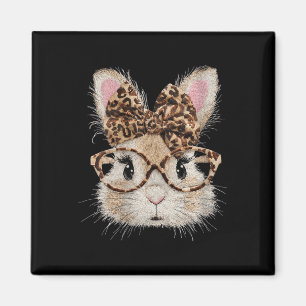 Imán Conejo Lindo Cara de Conejo Leopardo Coqueta Boho