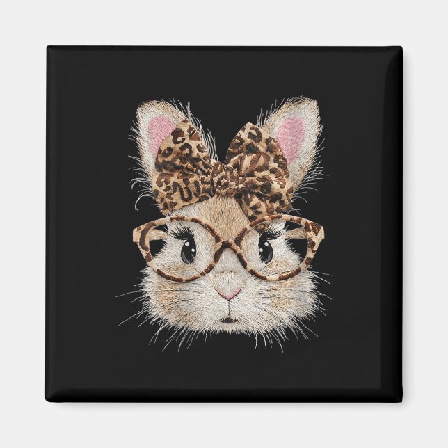 Imán Conejo Lindo Cara de Conejo Leopardo Coqueta Boho  (Frente)