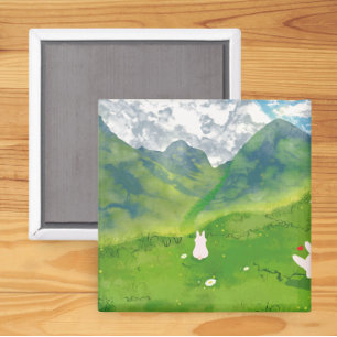 Imán Conejo lindo en Mountain View Square Magnet