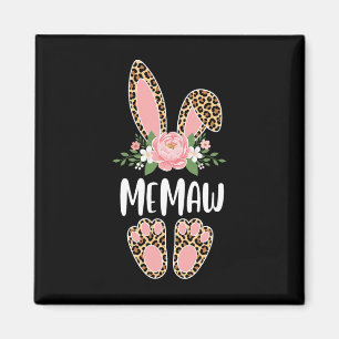 Imán Conejo Memaw Leopardo Floral Feliz Pascua Primaver