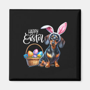 Imán Conejo Oreja Dachshund Perro Pascua Huevos Feliz P