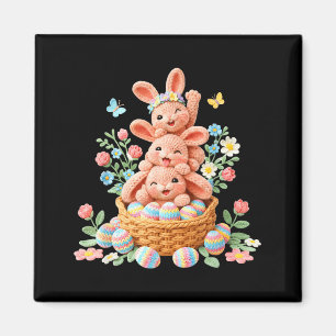 Imán Conejo Pascua Día Hilo Ganchillo Conejito Cara Hue