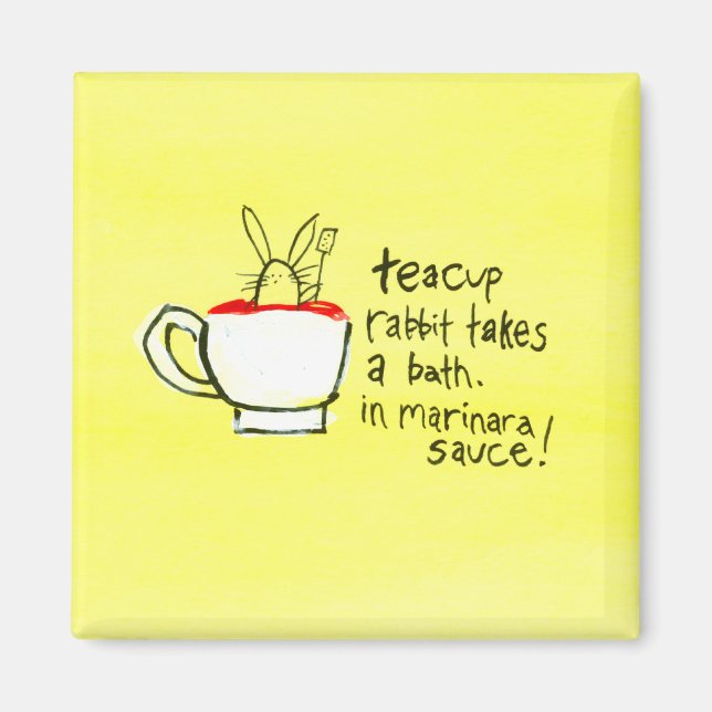 Imán Conejos de maquillar toman un baño. ¡En la salsa d (Frente)