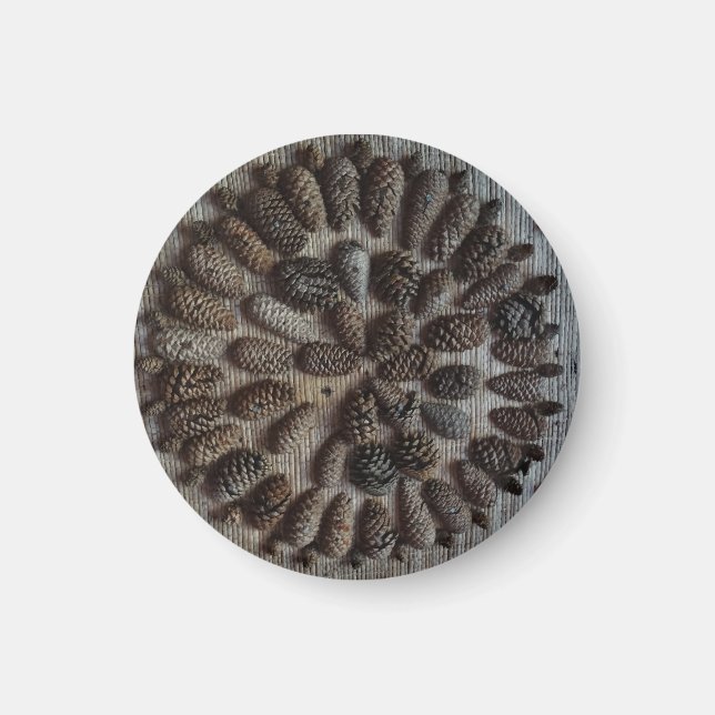 Imán Cones De Pino Mandala Pequeño, Magnate Redondo De  (Frente)