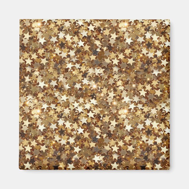 Imán Confetti de estrellas de oro (Frente)