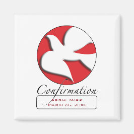 Imán Confirmación de paloma blanca en el círculo rojo