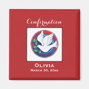 Imán Confirmación, Dove Colorful, regalo cuadrado