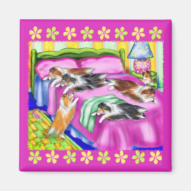 Imán Confort rosa Sheltie (Frente)