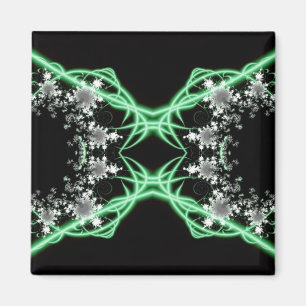 Imán Confusión   Arte fractal verde y blanco
