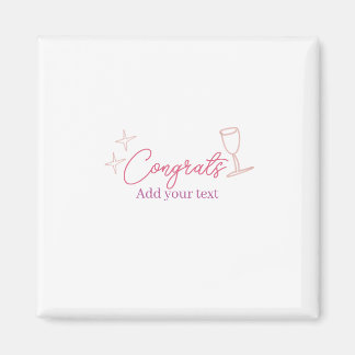 Imán congrats wine glass stars pink pastel bold retro g