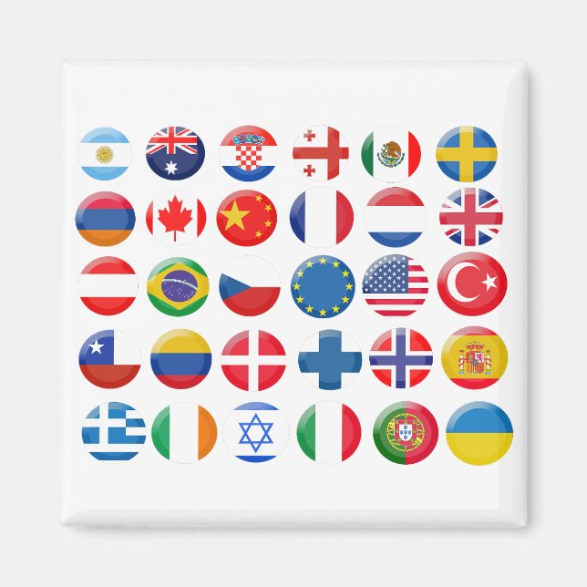 Imán Conjunto de iconos de países (Frente)