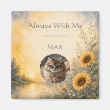 Imán conmemorativo de girasol con foto de mascota