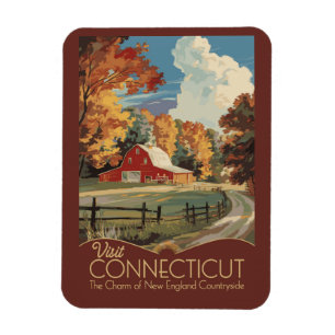Imán Connecticut Campo Viaje Arte Vintage