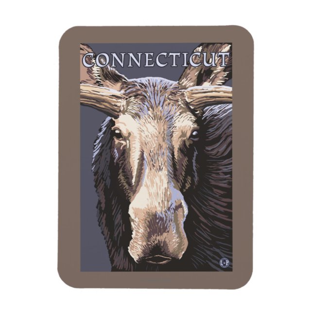 Imán ConnecticutMoose Arriba Cerrar (Vertical)