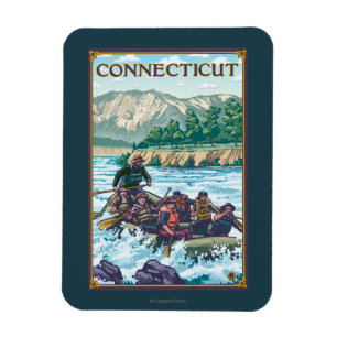Imán ConnecticutRiver que transporta escena en balsa