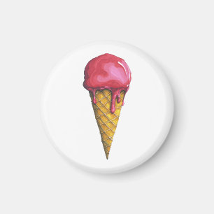 Imán Cono de helado de fresa
