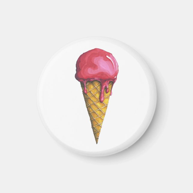 Imán Cono de helado de fresa (Frente)