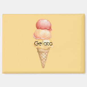 Imán Cono de helado de gelato rojo amarillo italiano