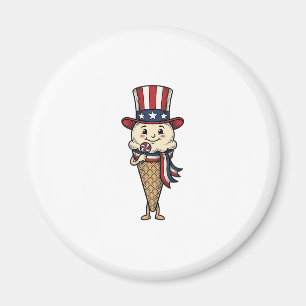 Imán Cono de helado patriótico diseño de grabado vintag