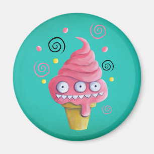 Imán Cono de helado rosado del monstruo