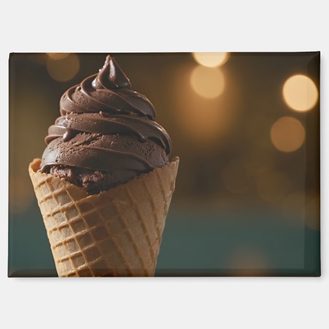 Imán Cono de helado suave de chocolate (Anverso)