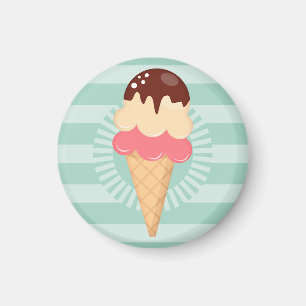 Imán Cono de helado - verde menta linda de la vainilla