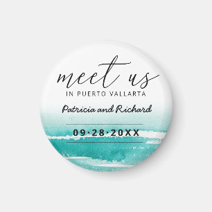 Imán Conócenos en Boda de Destino Teal Save The Date